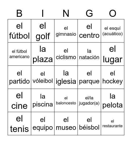 Des 1 Ch 4 Sports and Places Bingo Card