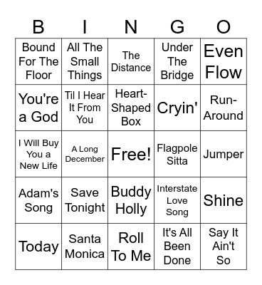 Musical Bingo Card