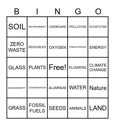 EARTH DAY Bingo Card