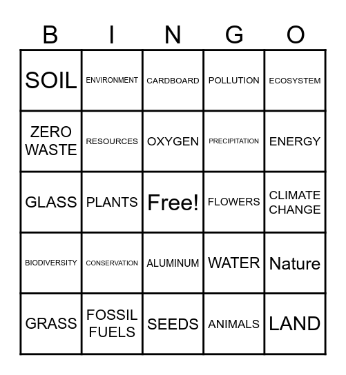 EARTH DAY Bingo Card