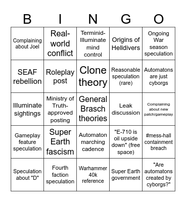 #lore bingo Card