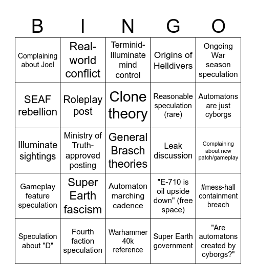 #lore bingo Card