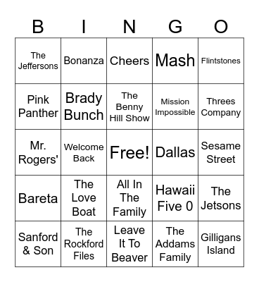 70/80s Tv Bingo Card