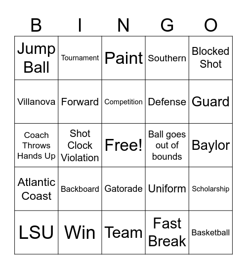 March Madness Bingo Card