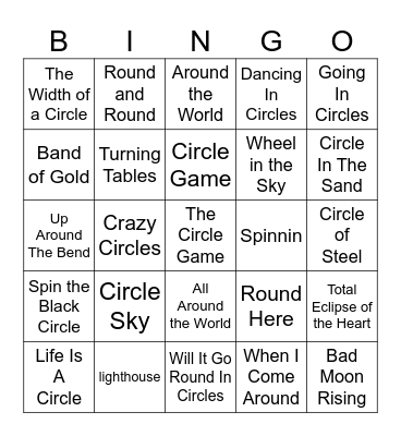 Circle Songs Bingo Card