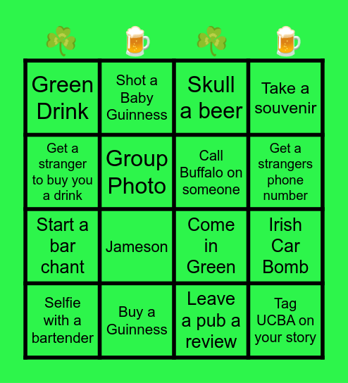 St Paddy's Bingo Card