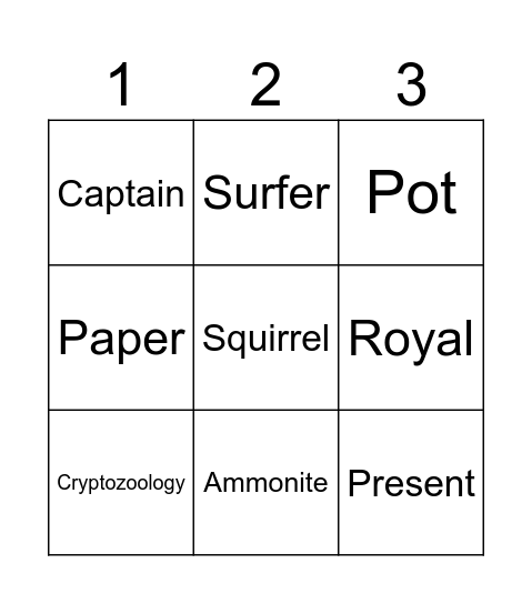 Inifinite Craft Bingo Card