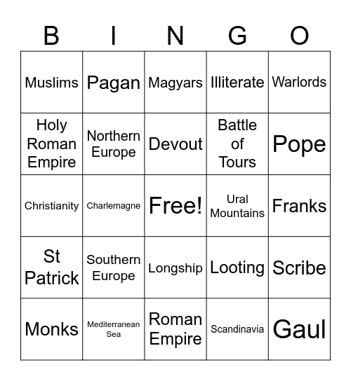 *19.1 Mini Quiz Europe After the Fall of Rome Bingo Card