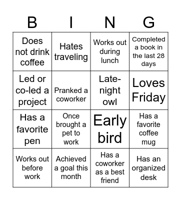 Office Fun Bingo Card