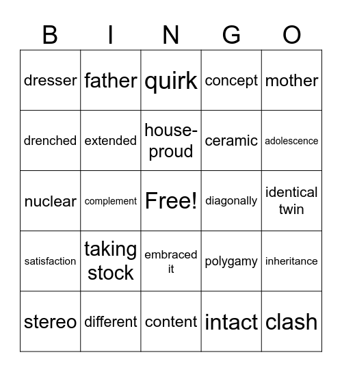 Step By Step 4 Unit 1 Bingo Card