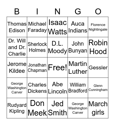 Final 7th Grade Lit Test Bingo Card