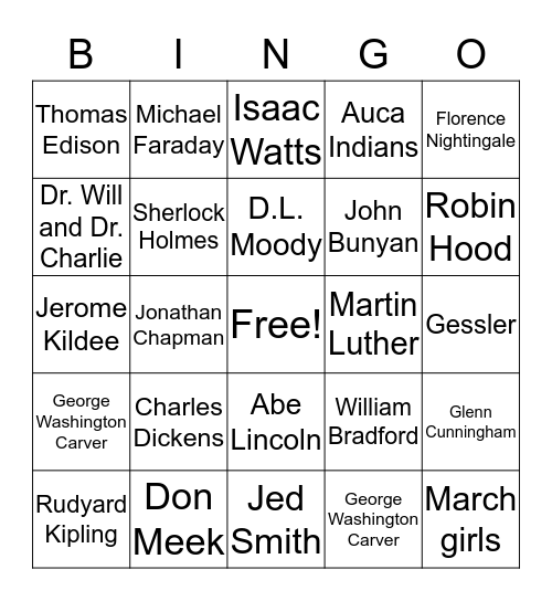 Final 7th Grade Lit Test Bingo Card