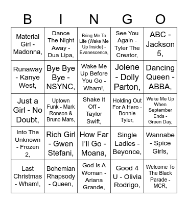 Singo Round 1 Bingo Card