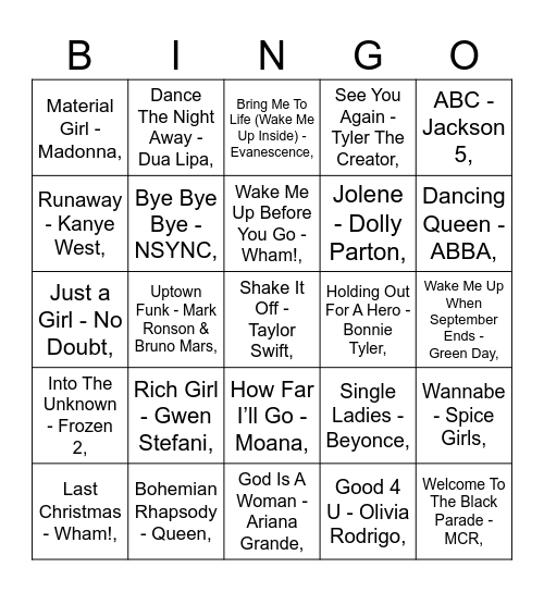 Singo Round 1 Bingo Card