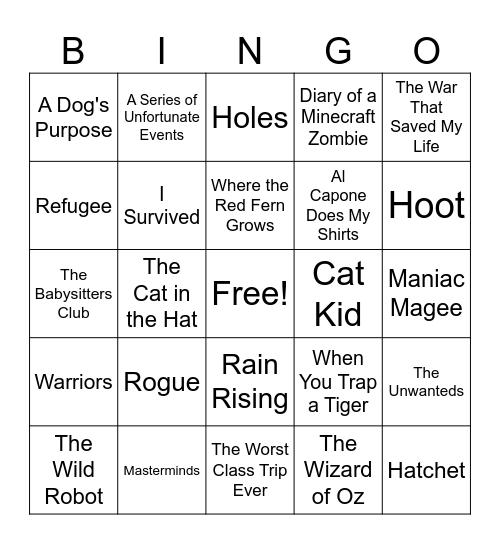 Book Bingo Card