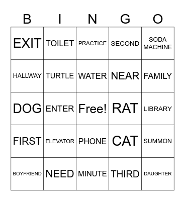 Unit 3 Vocabulary Bingo Card