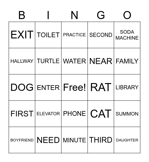 Unit 3 Vocabulary Bingo Card