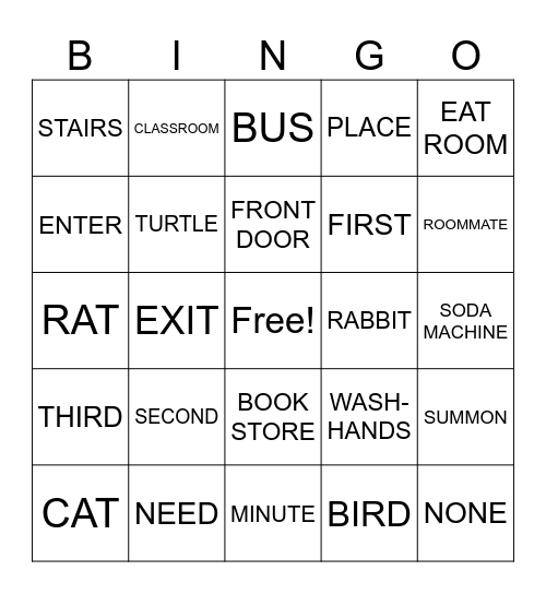 Unit 3 Vocabulary Bingo Card