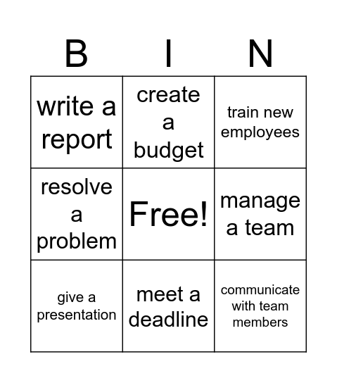 SU3U10L2: TALK ABOUT YOUR WORK EXPERIENCE Bingo Card