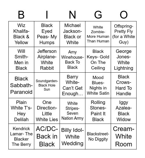 Radio Bingo Black & White Bingo Card