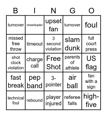 NCAA Basketball Bingo Card