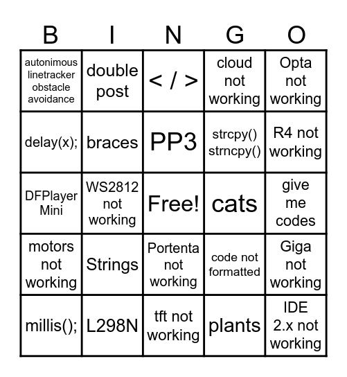 Forum Bingo Card