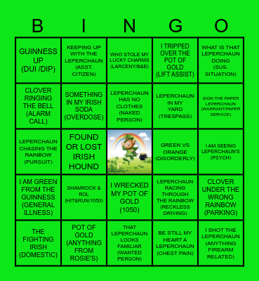 911 ST. PATRICK'S DAY BINGO Card