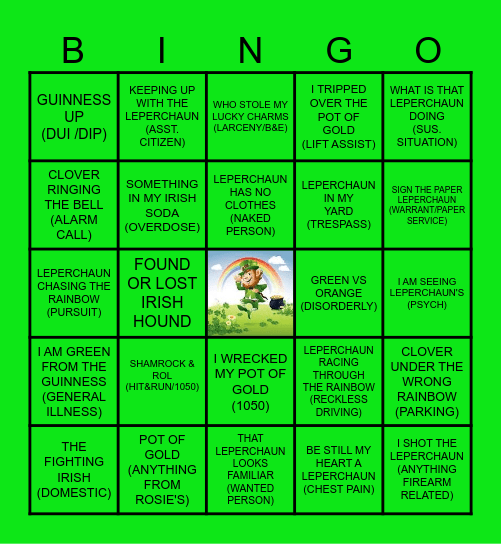 911 ST. PATRICK'S DAY BINGO Card