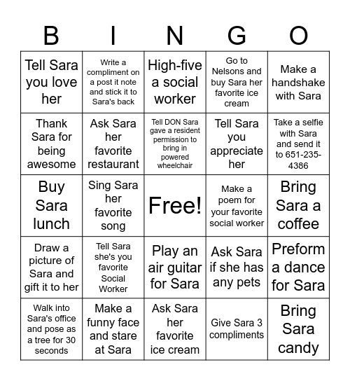 Sara Lunzer Bingo Card
