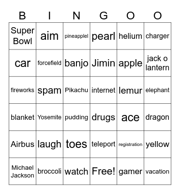 InfiniteCraft Bingo Card