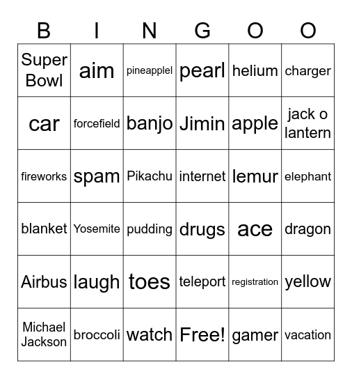InfiniteCraft Bingo Card