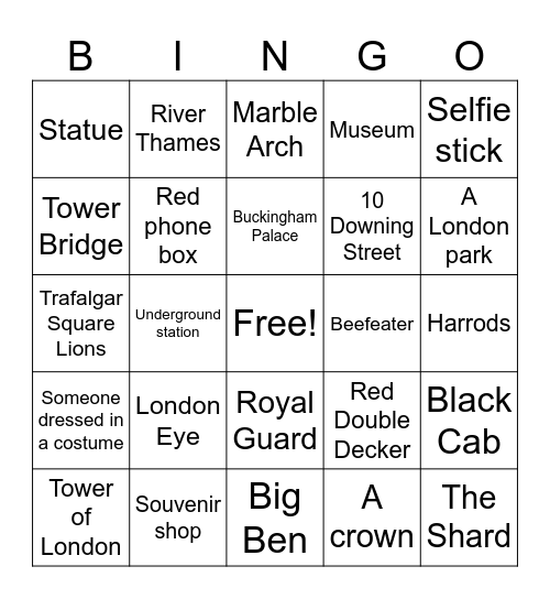 London Bingo! Bingo Card