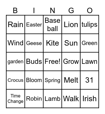 March Bingo Card
