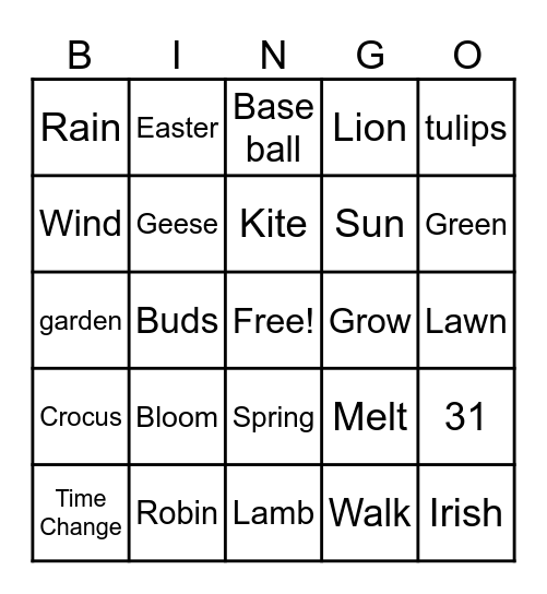 March Bingo Card