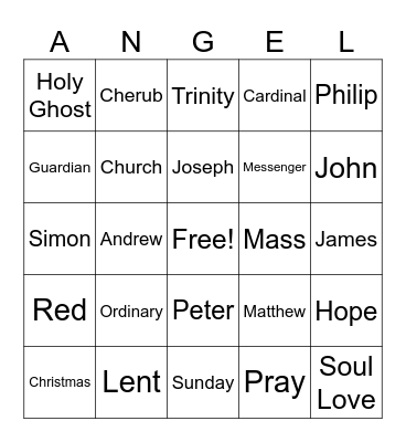 Angel Bingo Card