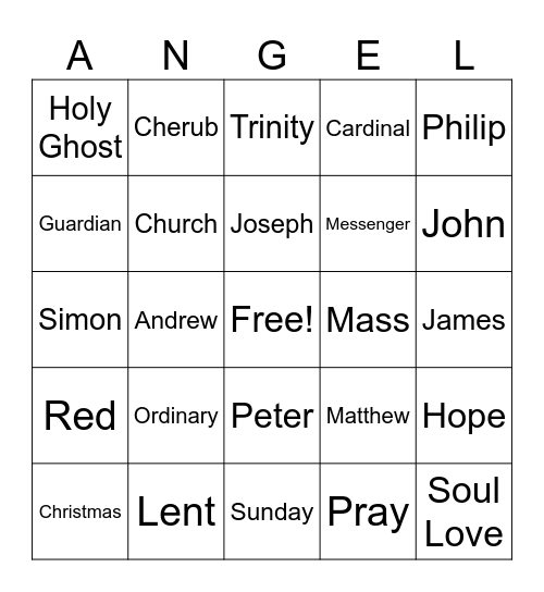 Angel Bingo Card