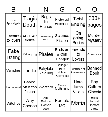 Book Bingo Card