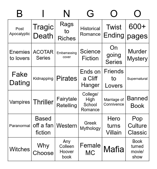 Book Bingo Card