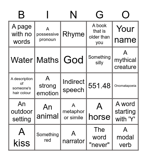Find a book cover or page with: Bingo Card