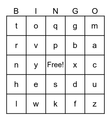 Alphabet Bingo! Bingo Card