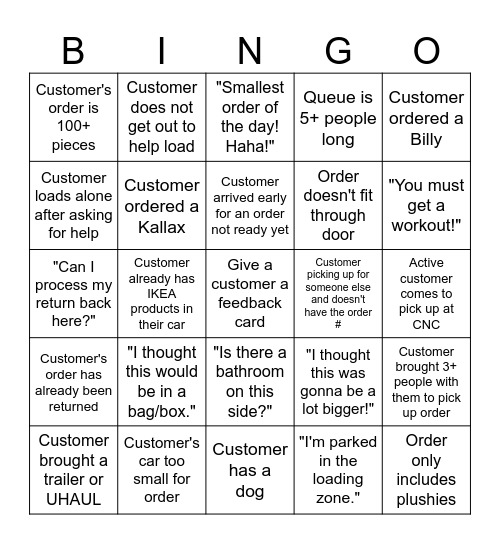 Click and Collect BINGO Card