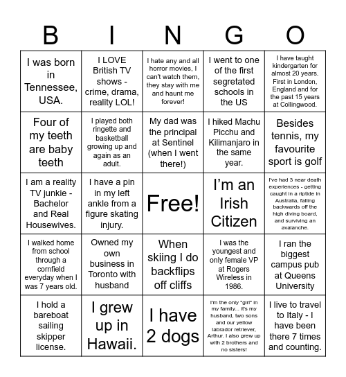 The amazing Racqueteers! Bingo Card