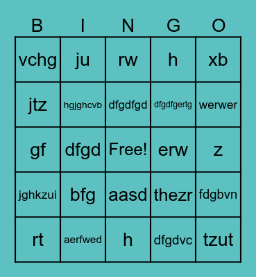 test Bingo Card