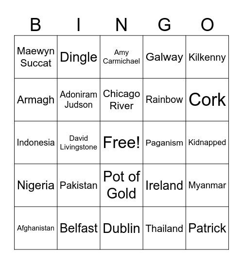 St. Patrick's Day Bingo! Bingo Card