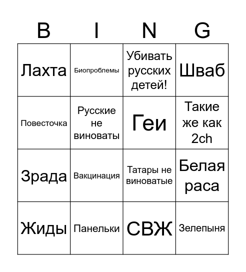 OBR derailing Bingo Card