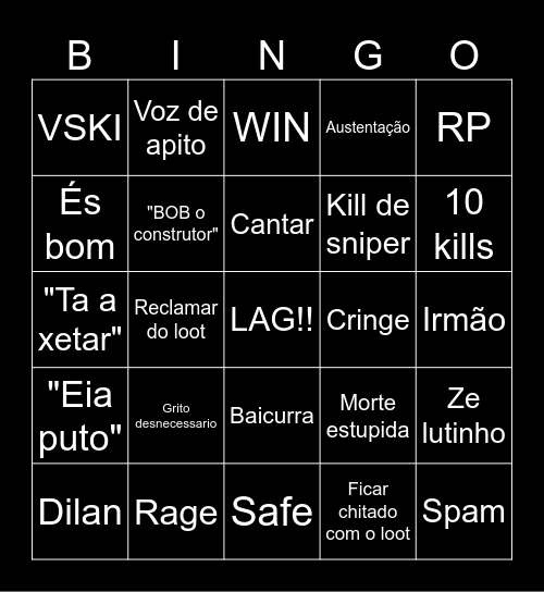 FORT Bingo Card