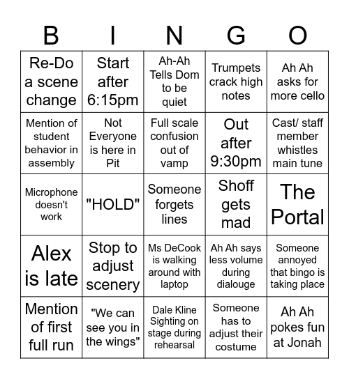 Into the Woods Pit BINGO Card