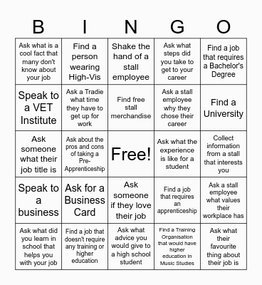 ILC Careers Expo Bingo Card