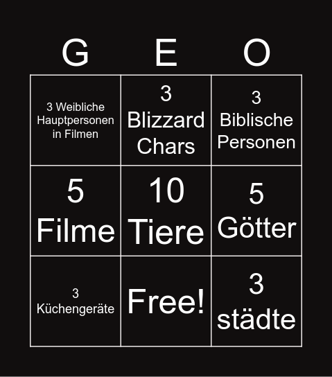 infinte craft Bingo Card