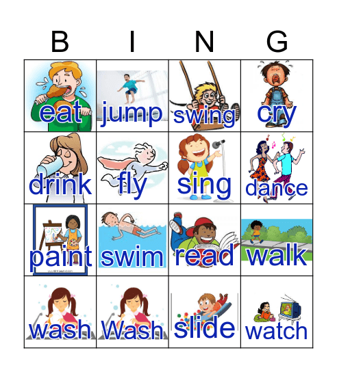 Verbs 1 Bingo Card